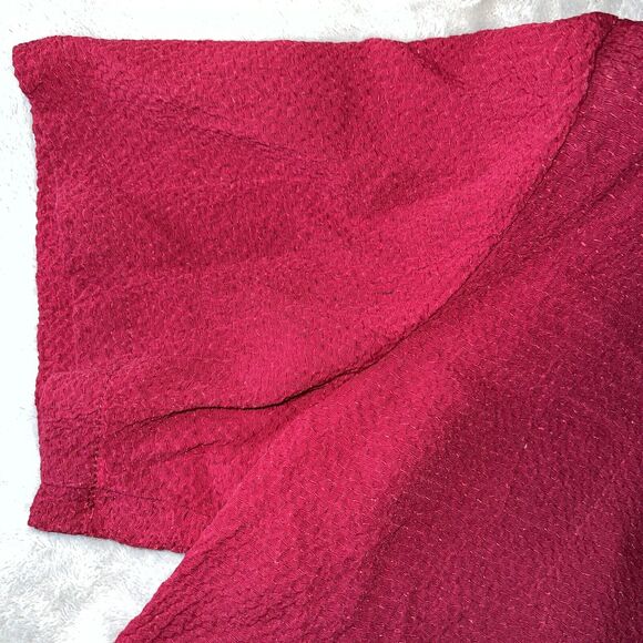 Ship N Shore Vintage 80s Womens L Blouse Red Button Up Rayon Top Back Bow Tie - Picture 5 of 9